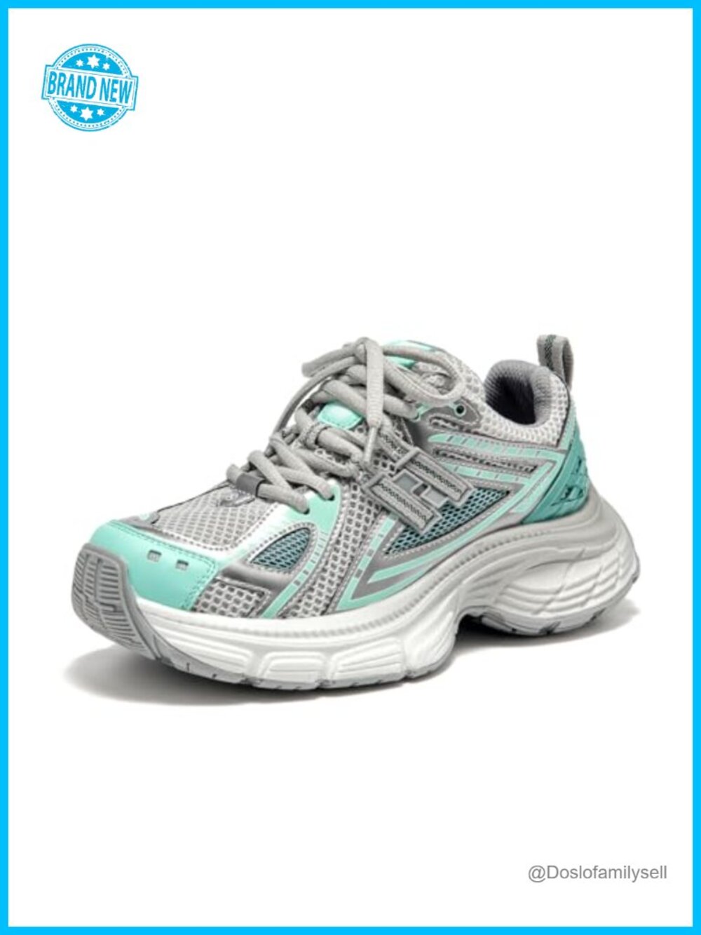 Womens Chunky Fashion Sneakers Leather Mesh Lace-Up Comfortable Casual Walking